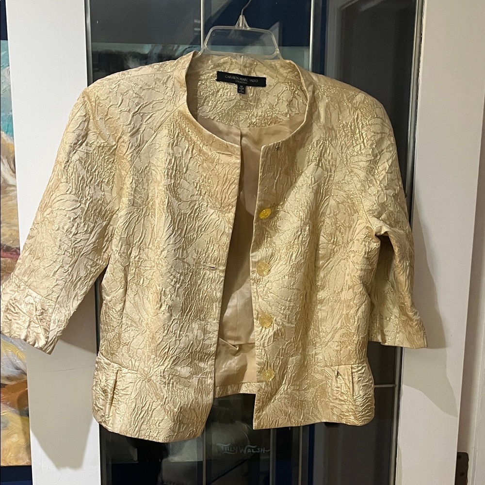Carmen Marc Valvo Gold Brocade Jacket